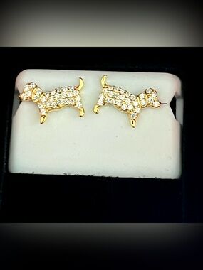 🆕 Gold Over Sterling Dog 🐕 Earrings - 1ctwt Moissanite - $350 Retail Value